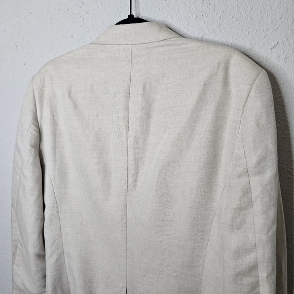 Perry Ellis Blazer Mens 40 Regular Cream Beige Linen Blend Sport Coat Event - Picture 9 of 16